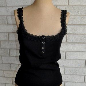 Guess black lace strap tank top NWT